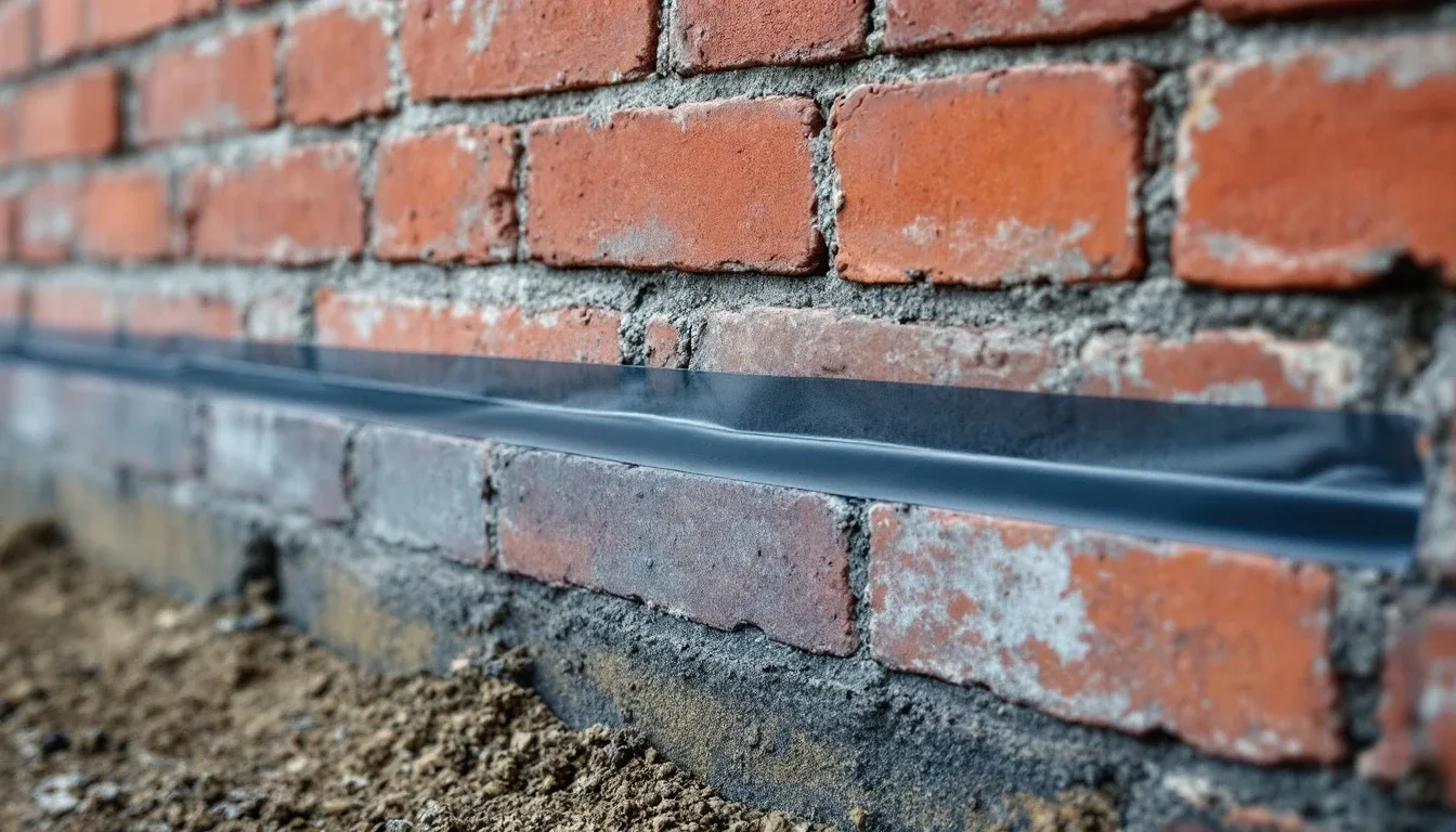 Damp proof course in brick wall